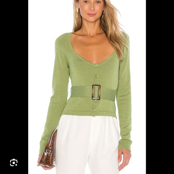 L'Academie Tops - L’Academie Dex Belted Cardigan Green